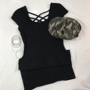 Decree Black Woven Back T-Shirt Dress